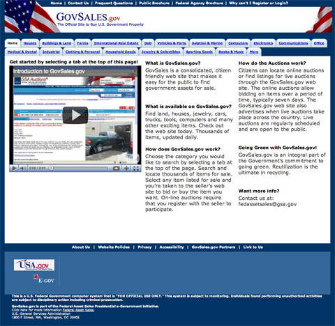 Screenshot of GovSales.gov