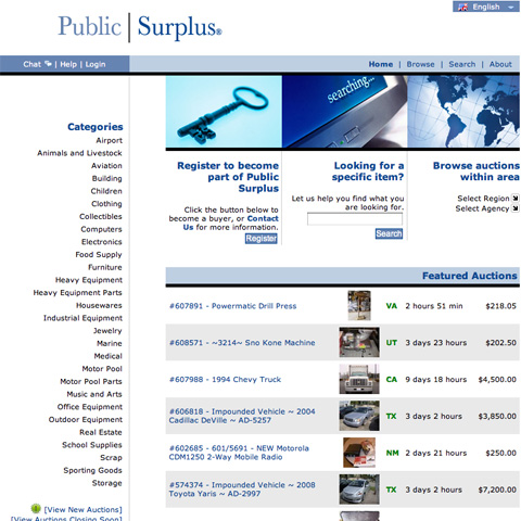 Screenshot of PublicSurplus.com