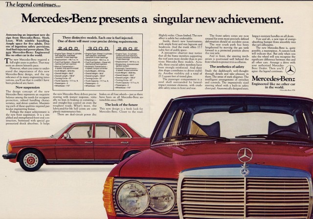 Mercedes Benz W123 sedan ad